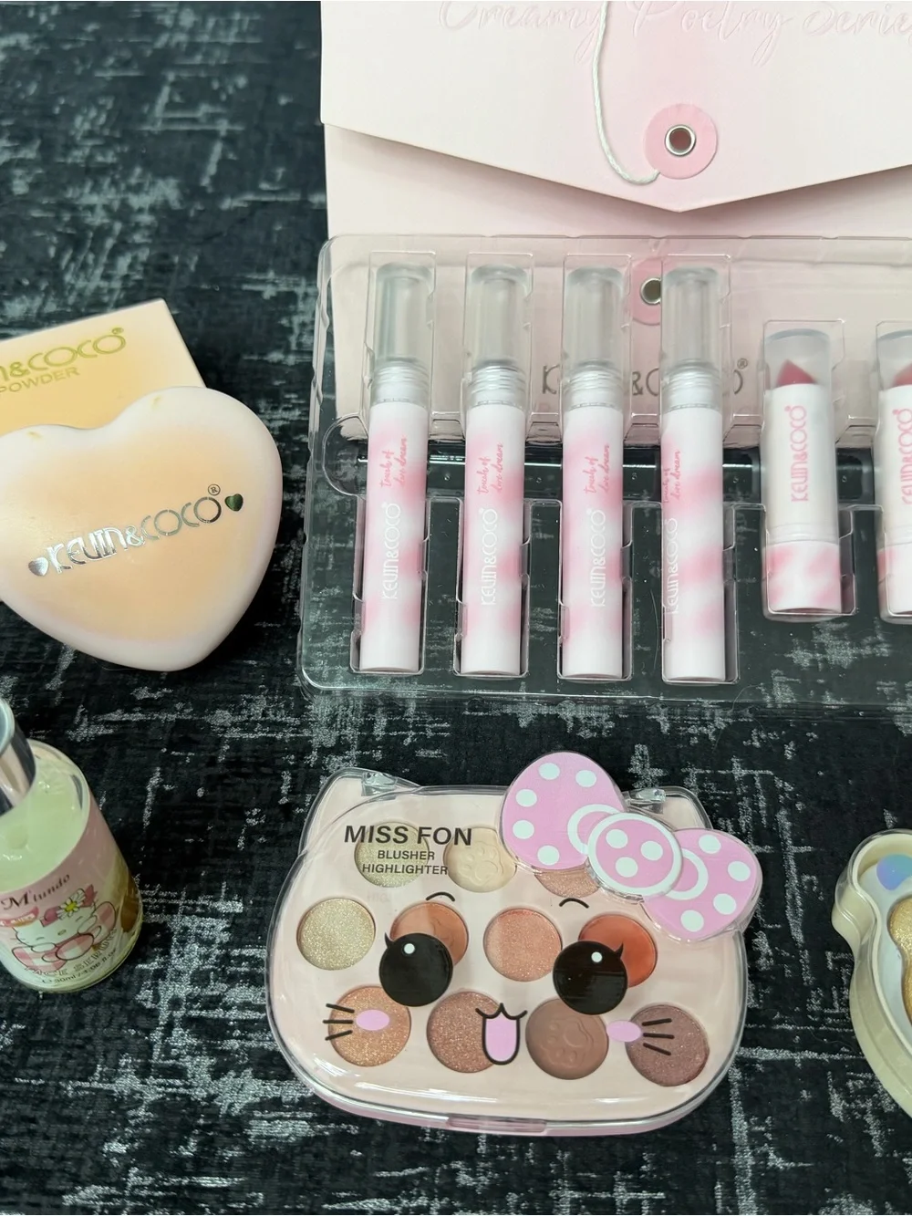 Pink Makeup Set — Assorted Lip Tints & Face Powders